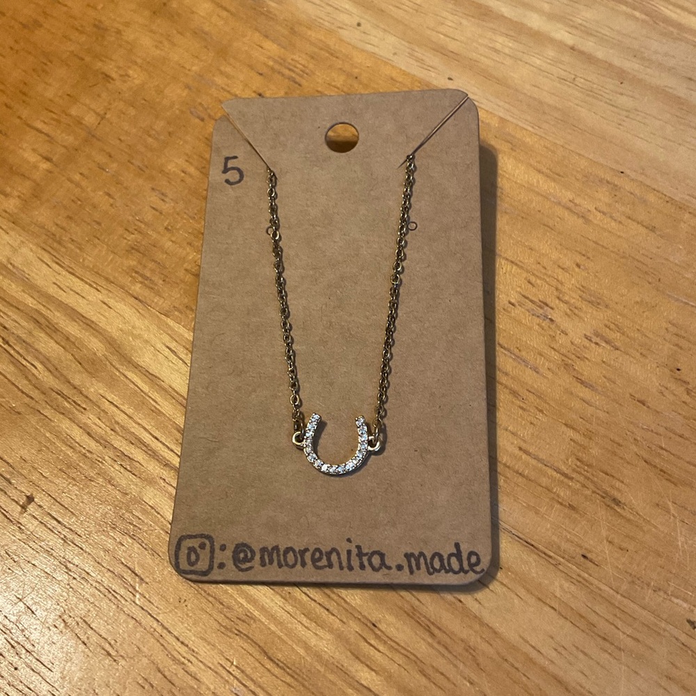 Gold Horseshoe Pendant Necklace